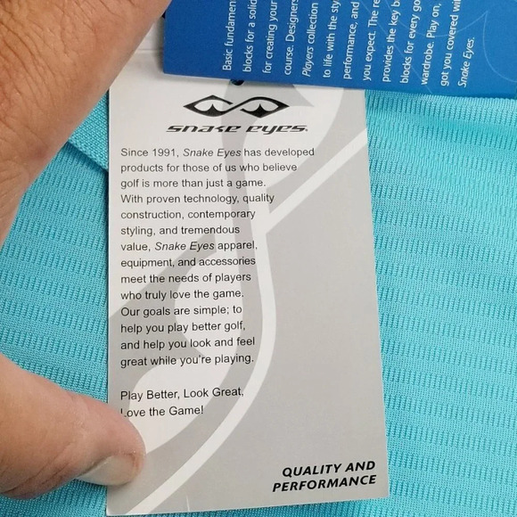 Snake Eyes Large Players Embroidered Sleeve Logo Blue Men's Short Sleeve Polo - Picture 8 of 12